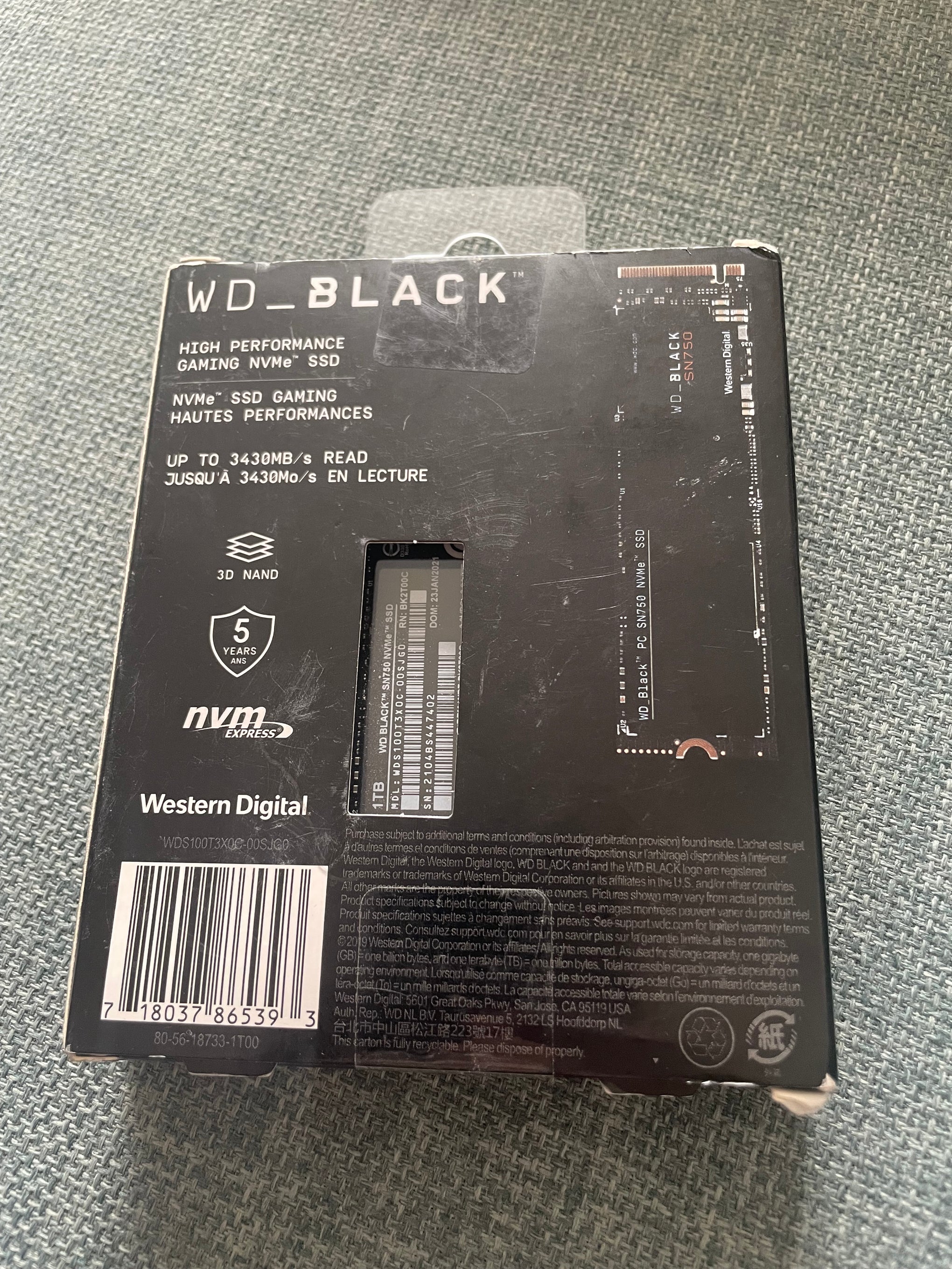 1TB Western Digital SN750 nVME SSD - New & Sealed