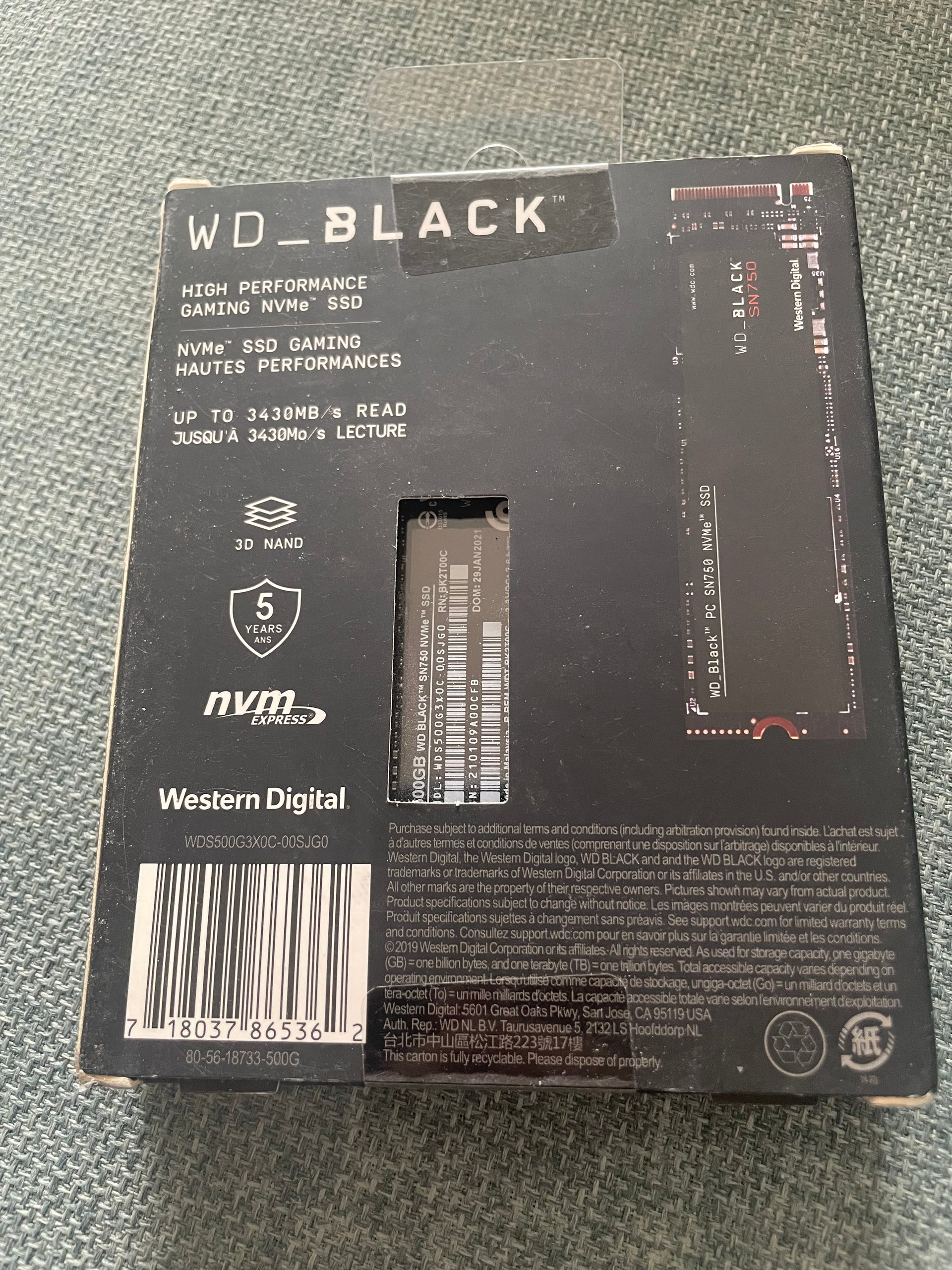500GB Western Digital SN750 nVME SSD - New & Sealed