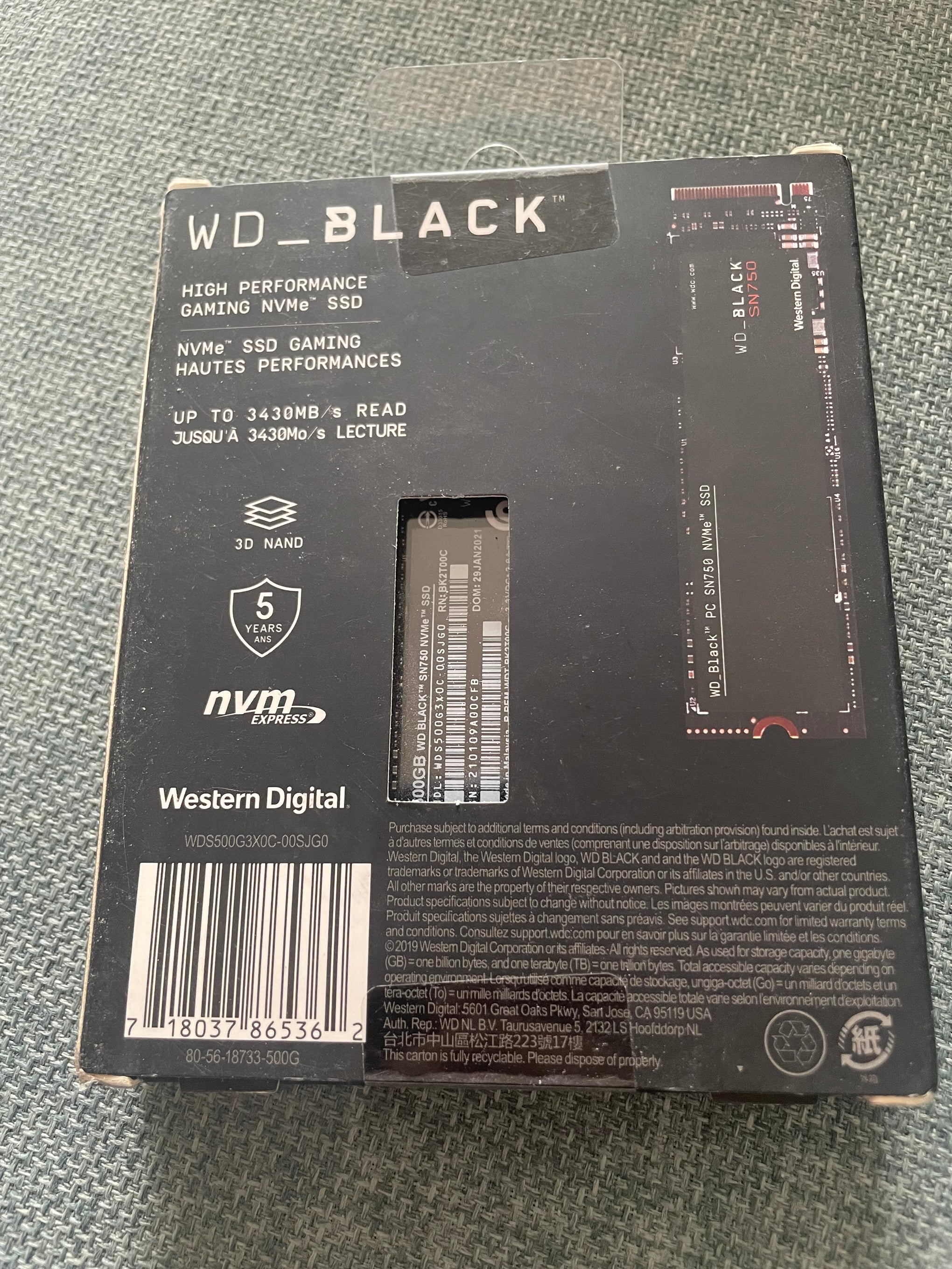 500GB Western Digital SN750 nVME SSD - New & Sealed